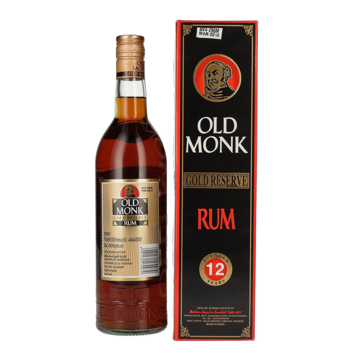 Old Monk Gold Reserve Rum 12 Years Old 42,8% Vol. 0,7l in Geschenkbox