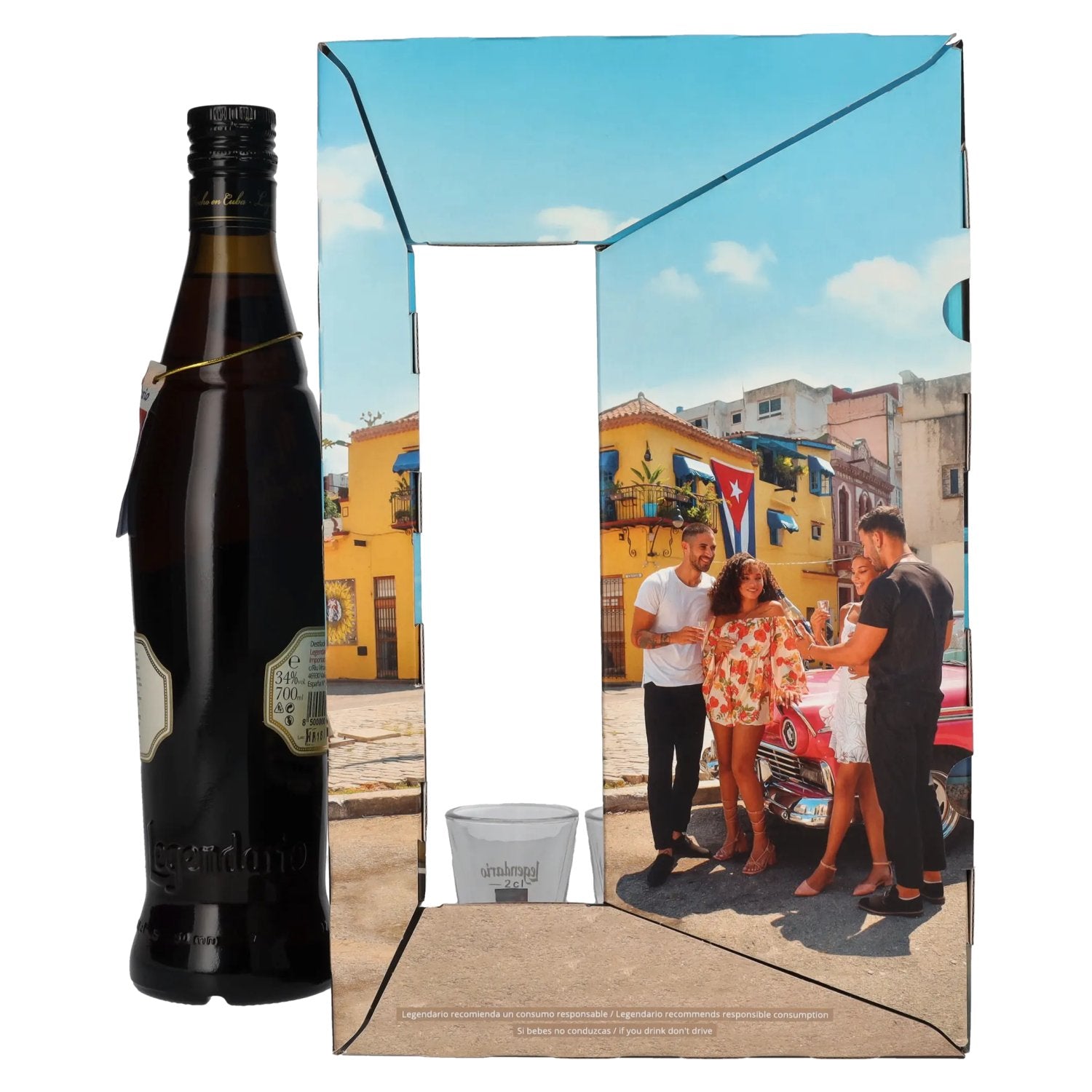 Legendario Elixir de Cuba 34% Vol. 0,7l in Geschenkbox mit 2 Gläsern
