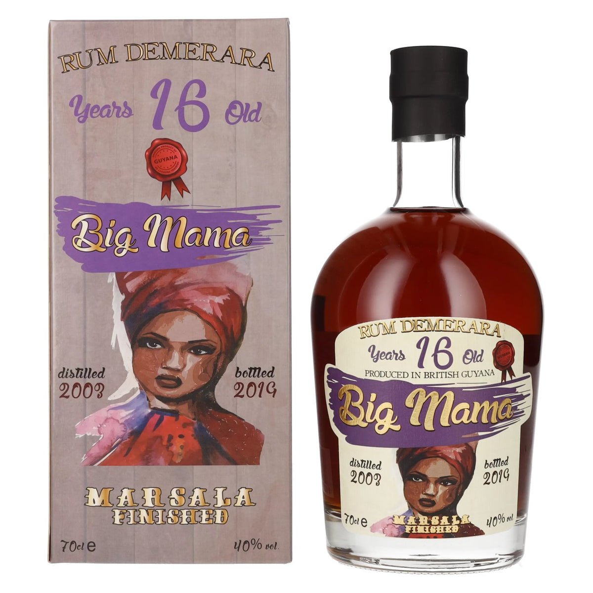 Big Mama 16 Years Old Rum Demerara Marsala Finished 40% Vol. 0,7l en boîte cadeau