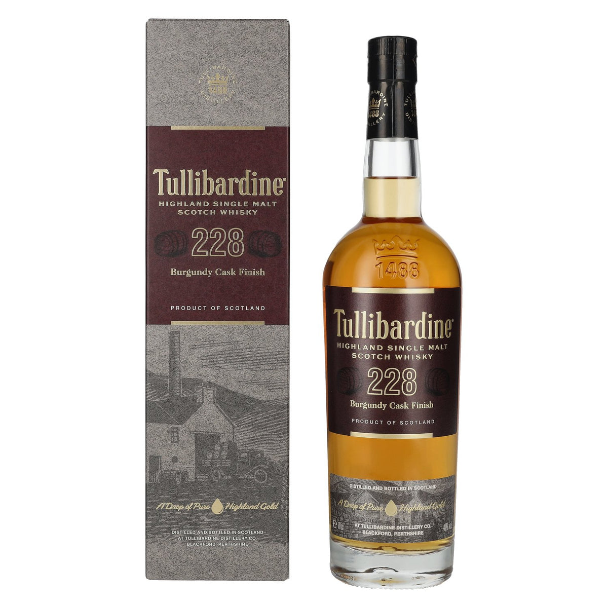 Tullibardine 228 Burgundy Finish Highland Single Malt Scotch Whisky 43% Vol. 0,7l en boîte cadeau