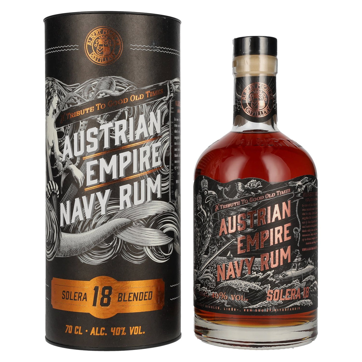 Austrian Empire Navy Rum 18 Solera Blended 40% Vol. 0,7l en boîte cadeau
