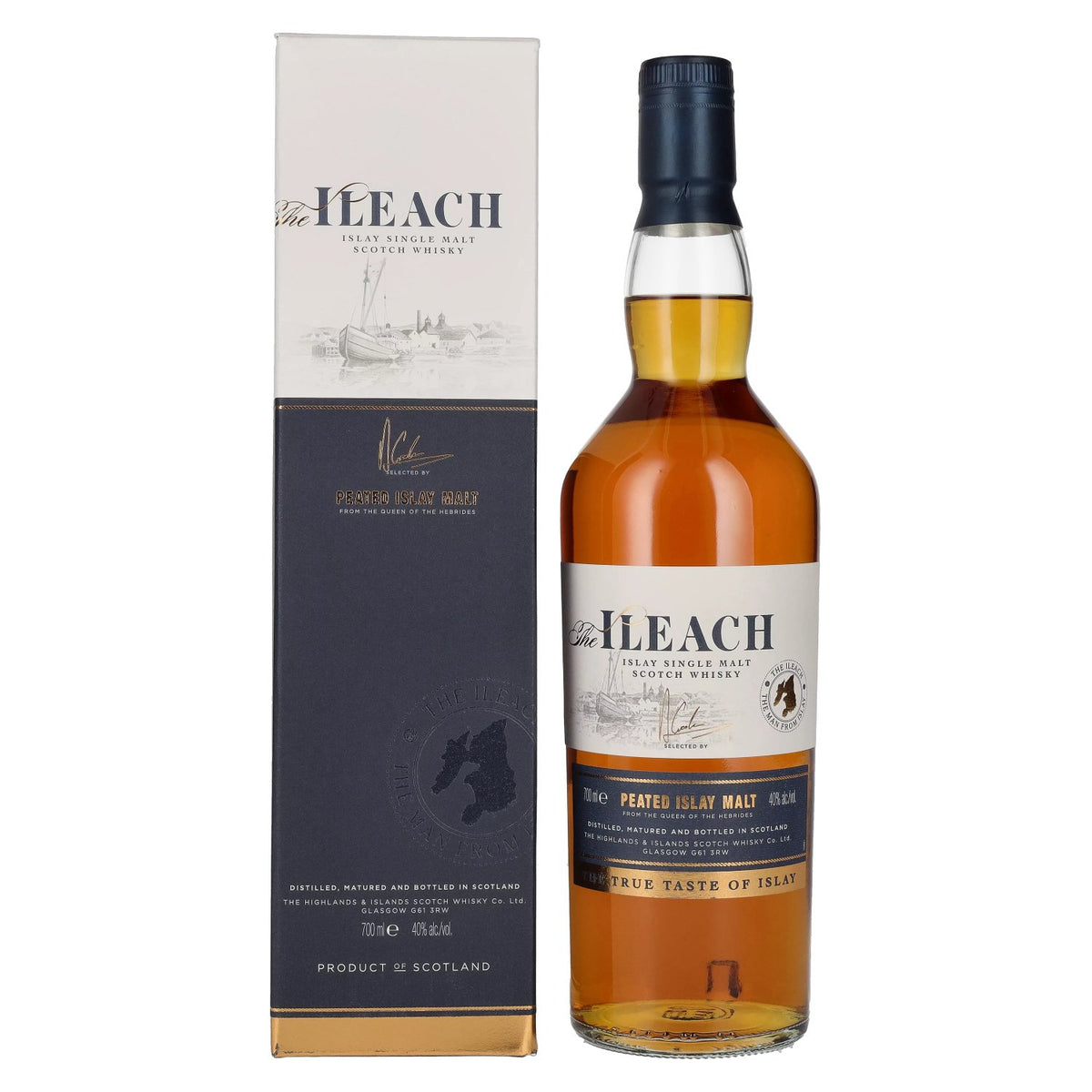 Ileach PEATED ISLAY MALT Islay Single Malt 40% Vol. 0,7l en boîte cadeau