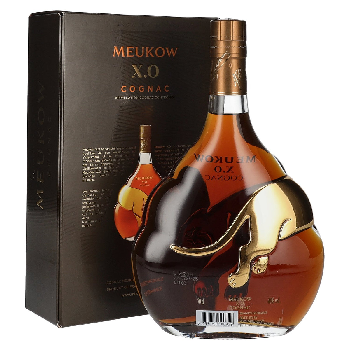 Meukow Cognac X.O. Gold 40 % vol., 0,7 l, dans un coffret cadeau