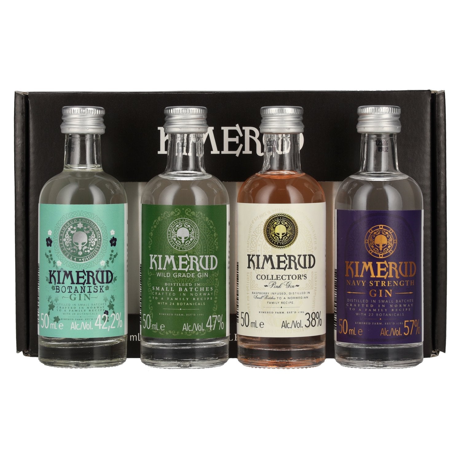 Kimerud Gin Gift Set 46% Vol. 4x0,05l dans une boîte cadeau