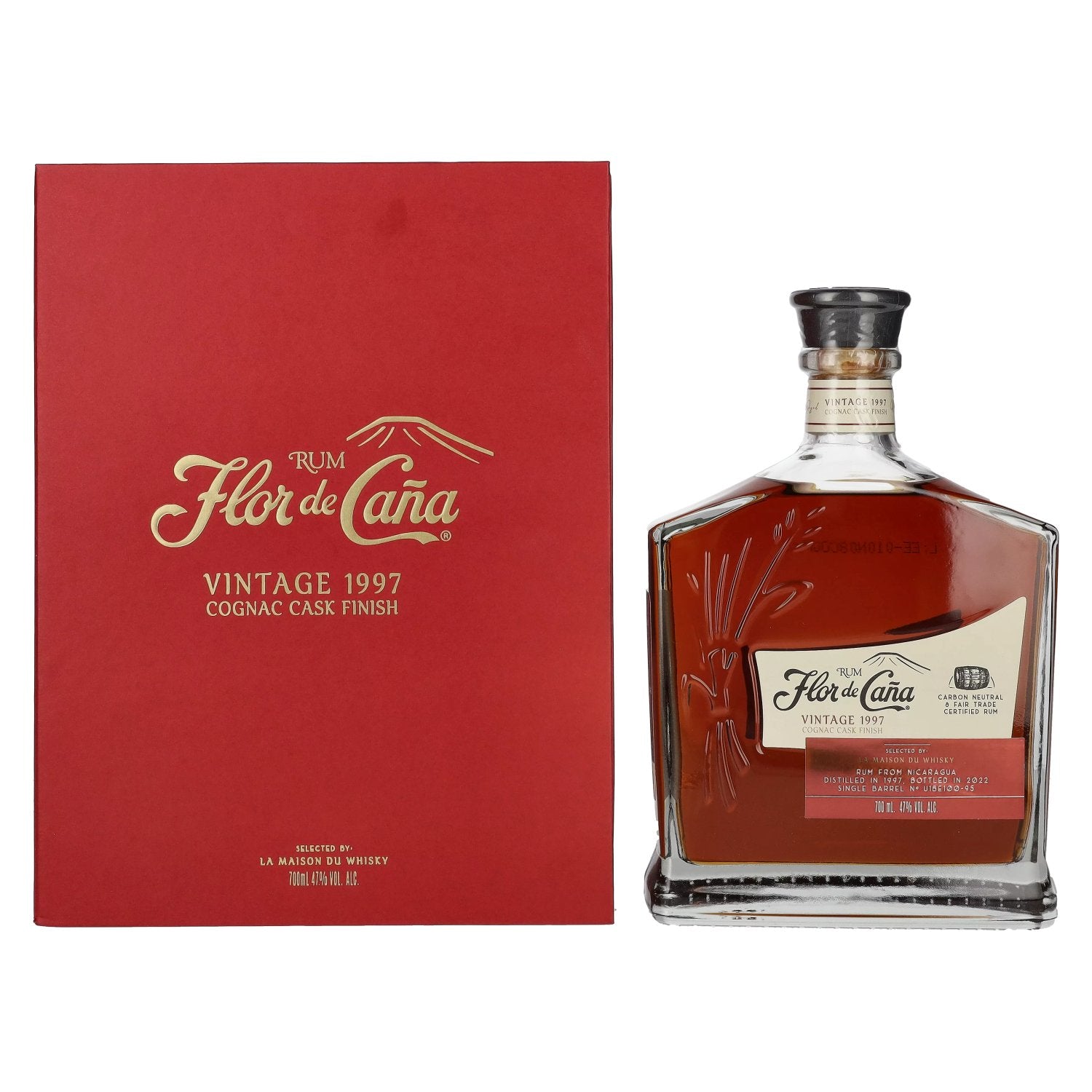 Flor de Caña Rum Cognac Cask Finish Vintage 1997 47% vol. 0,7l en boîte cadeau