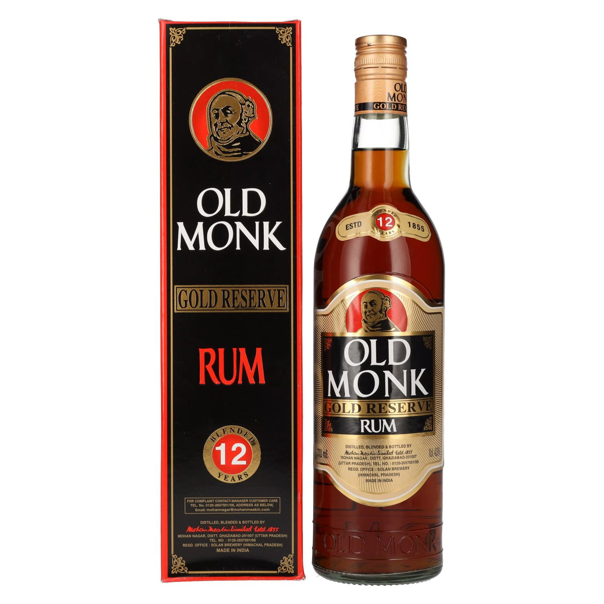 Old Monk Gold Reserve Rum 12 Years Old 42,8% Vol. 0,7l en boîte cadeau