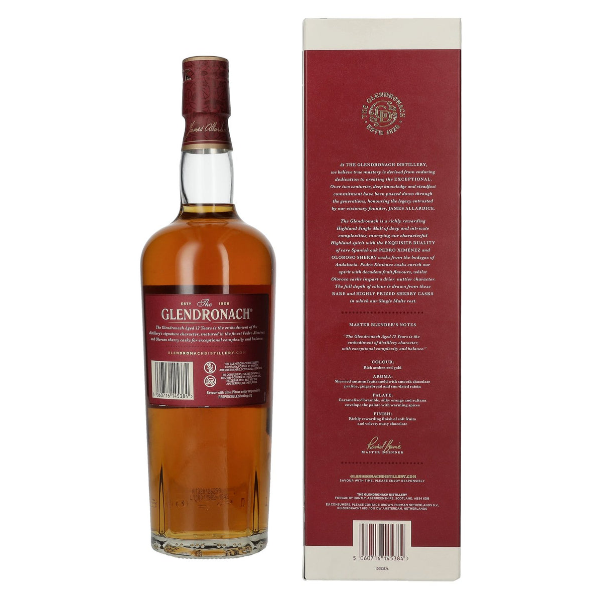 The GlenDronach 12 Years Old SHERRY CASK MATURED Highland Single Malt 43% Vol. 0,7l en boîte cadeau