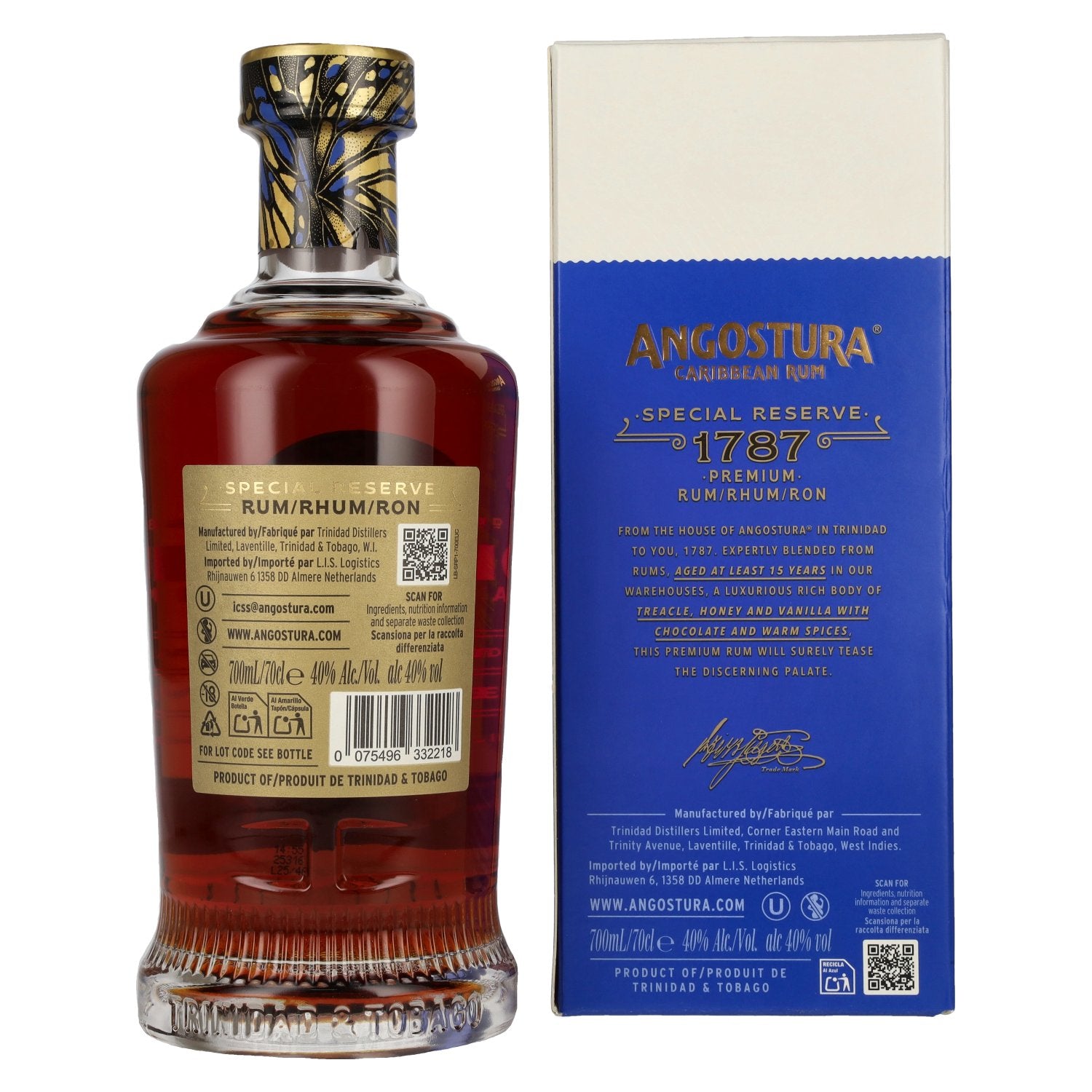 Angostura 1787 15 Years Old Super Premium Rum 40% Vol. 0,7l en boîte cadeau