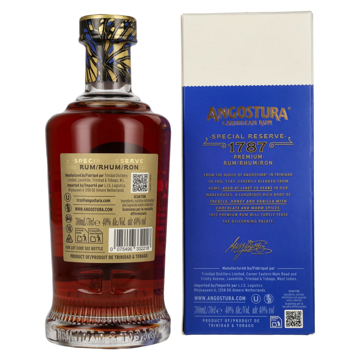 Angostura 1787 15 Years Old Super Premium Rum 40% Vol. 0,7l in gift box
