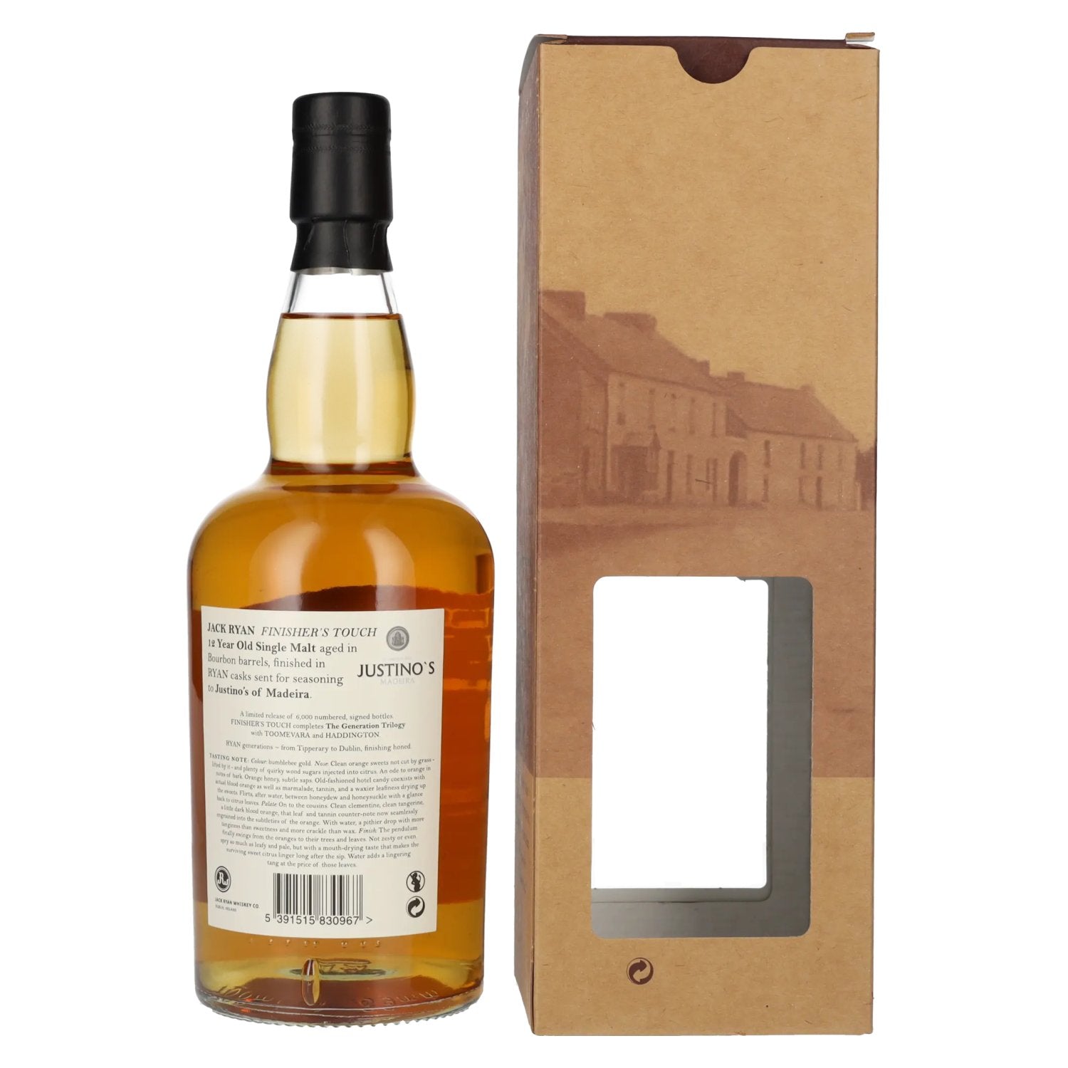 Jack Ryan 12 Years Old FINISHER'S TOUCH Single Malt Irish Whiskey Madeira Finish 46% Vol. 0,7l en boîte cadeau