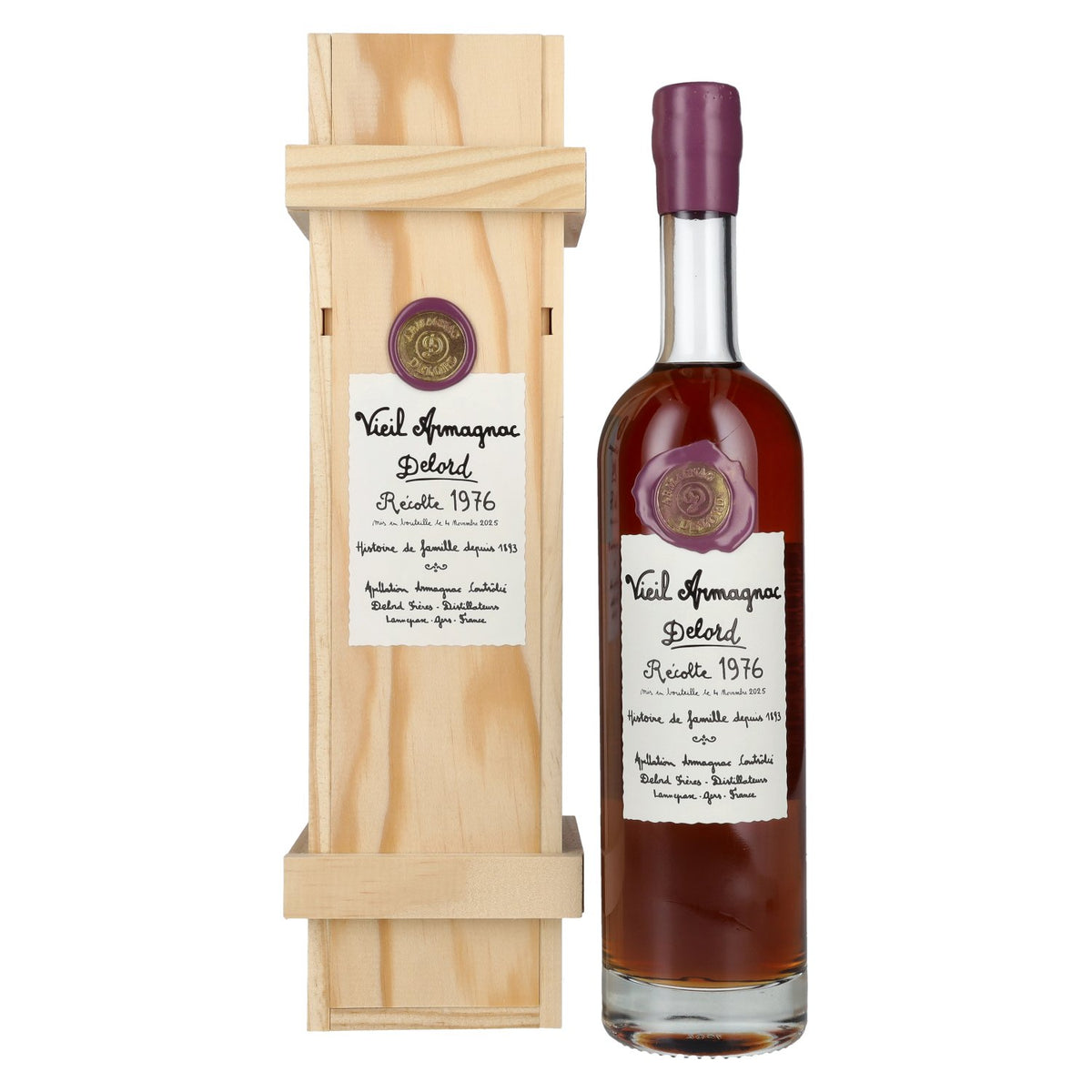 Vieil Armagnac Delord Vintage Récolte 1976 40% Vol. 0,7l in wooden box