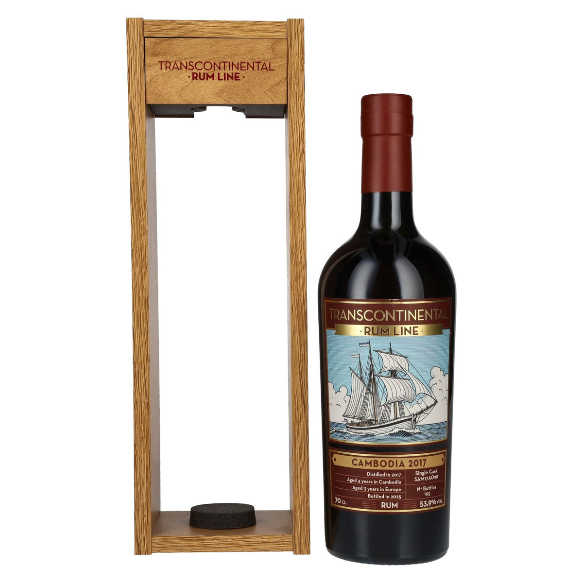 Transcontinental Rum Line CAMBODIA Single Cask Rum 2017 53,9% Vol. 0,7l in wooden box