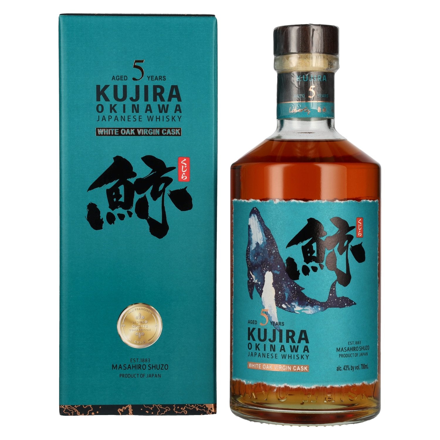 Kujira Okinawa 5 Years Old WHITE OAK VIRGIN CASK Whisky 43% Vol. 0,7l in Geschenkbox