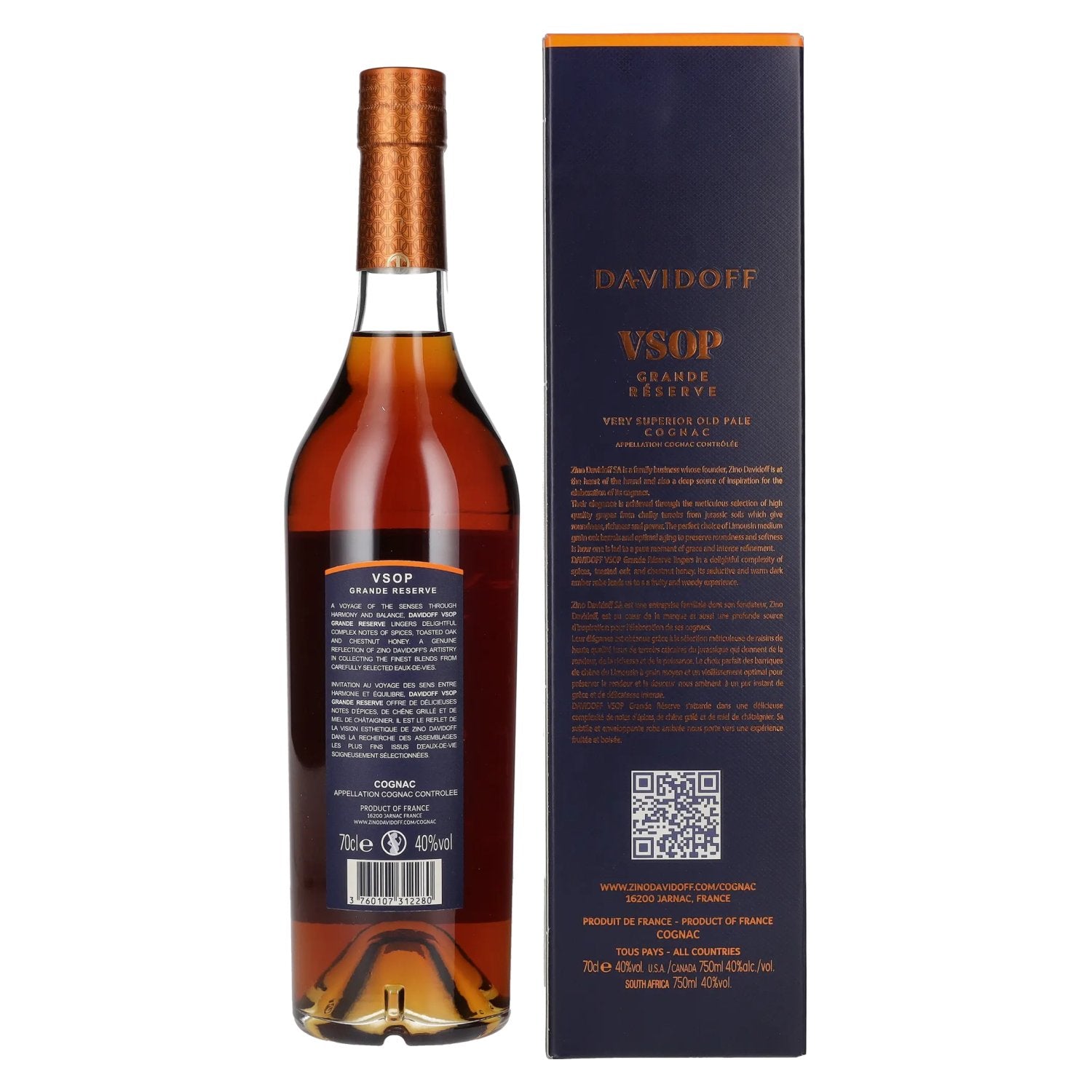 Davidoff VSOP Grande Réserve Cognac 40% Vol. 0,7l in gift box