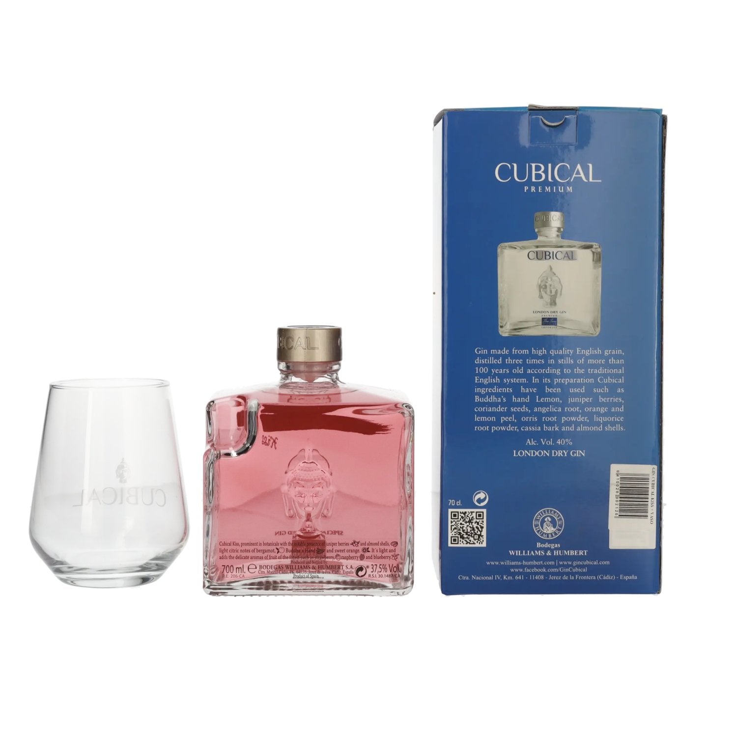 Cubical KISS Special Distilled Gin 37.5% Vol. 0.7l in gift box with glass