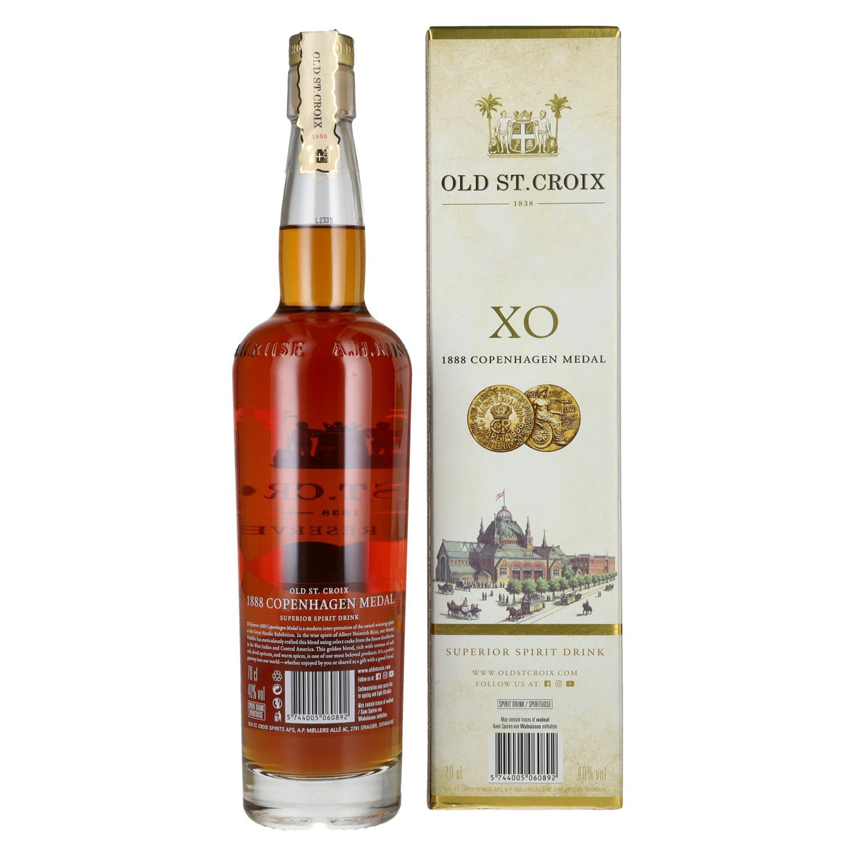 Old St. Croix A.H. Riise 1888 COPENHAGEN XO Superior Spirit Drink 40% Vol. 0,7l in gift box