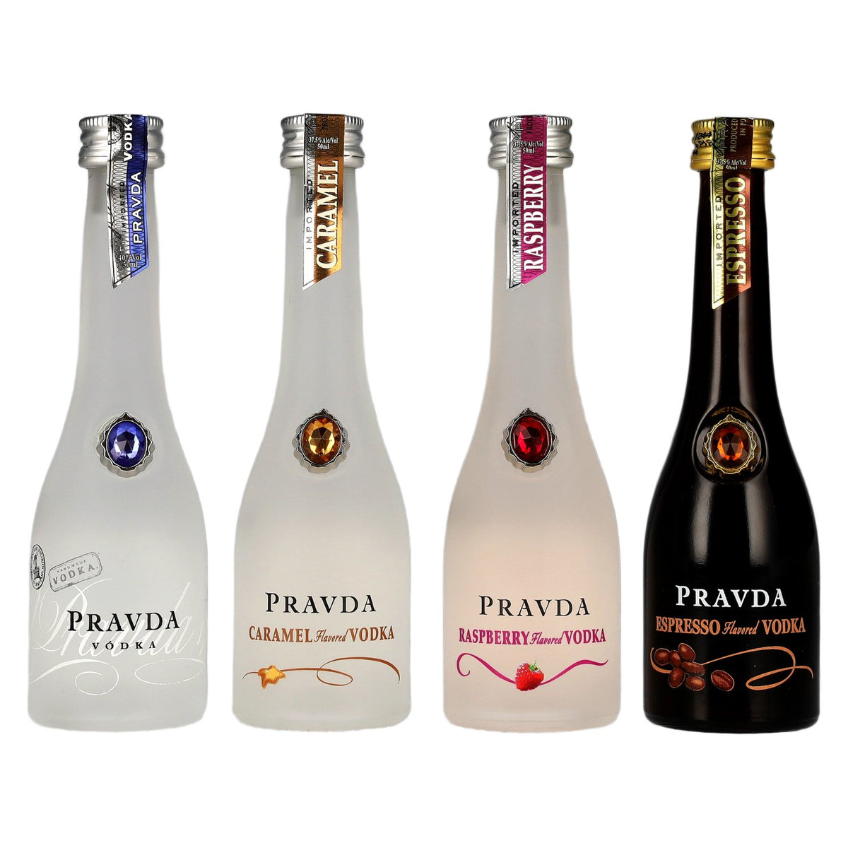 Pravda Vodka 38.1% ABV, 4 x 0.05 l