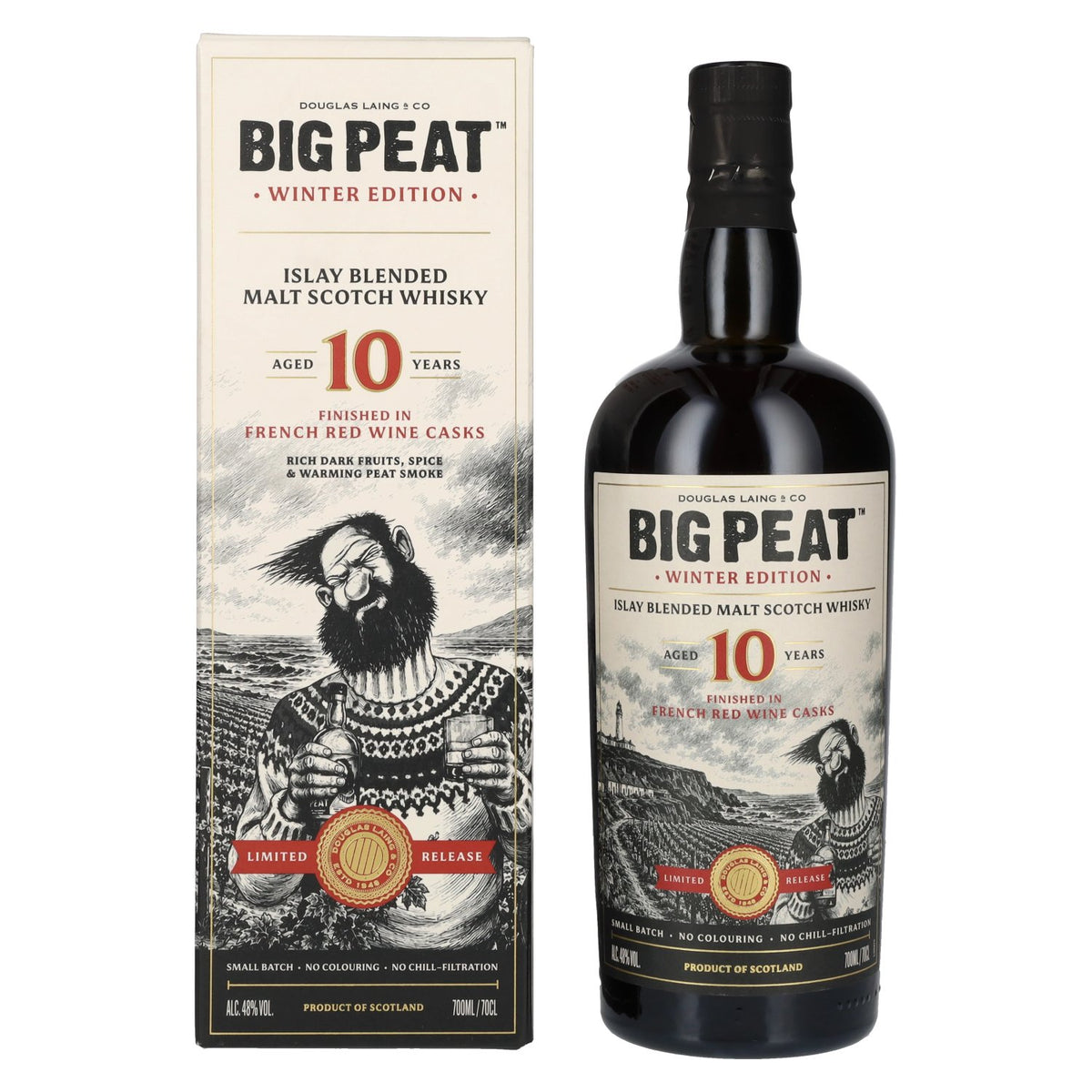 Douglas Laing Big Peat 10 Years Old Red Wine Cask The Winter Edition 2026 48% ABV 0.7l in a gift box