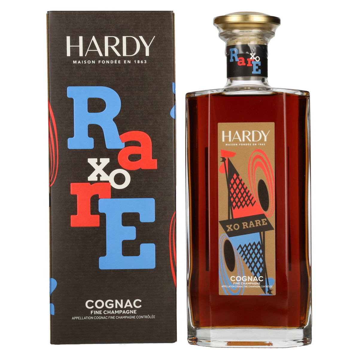 Hardy XO RARE Fine Champagne Cognac 40% ABV, 0.7 litres, in a gift box