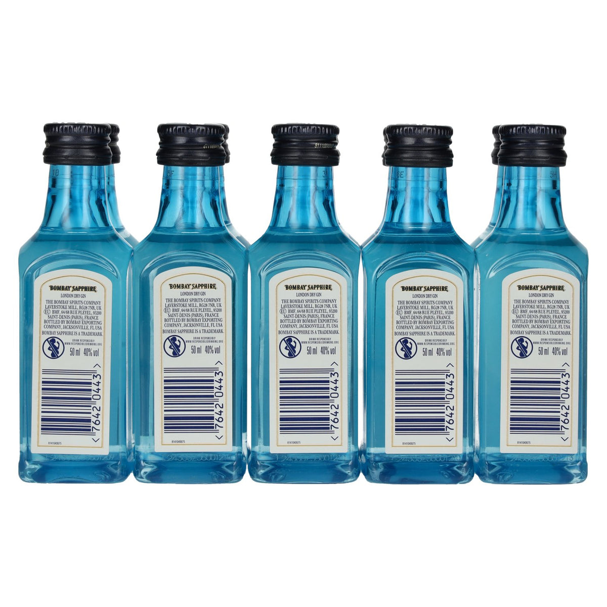 Bombay SAPPHIRE London Dry Gin 40 % vol. 10 x 0,05 l en bouteille PET