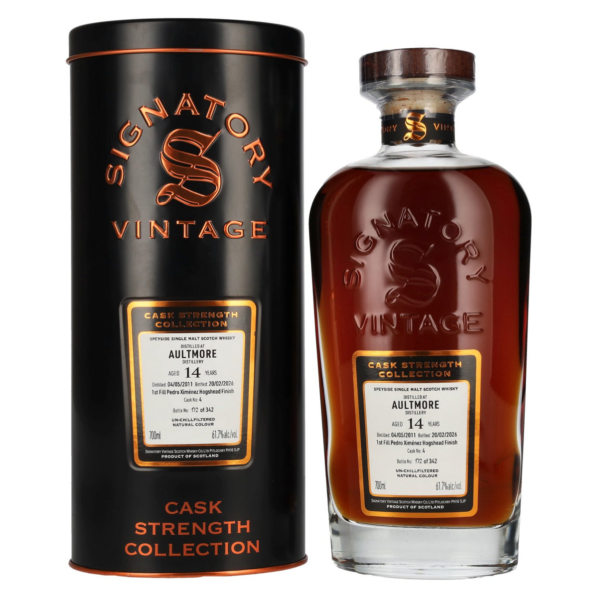 Signatory Vintage AULTMORE 14 Years Old Cask Strength Collection 2011 61,7% Vol. 0,7l en Tinbox
