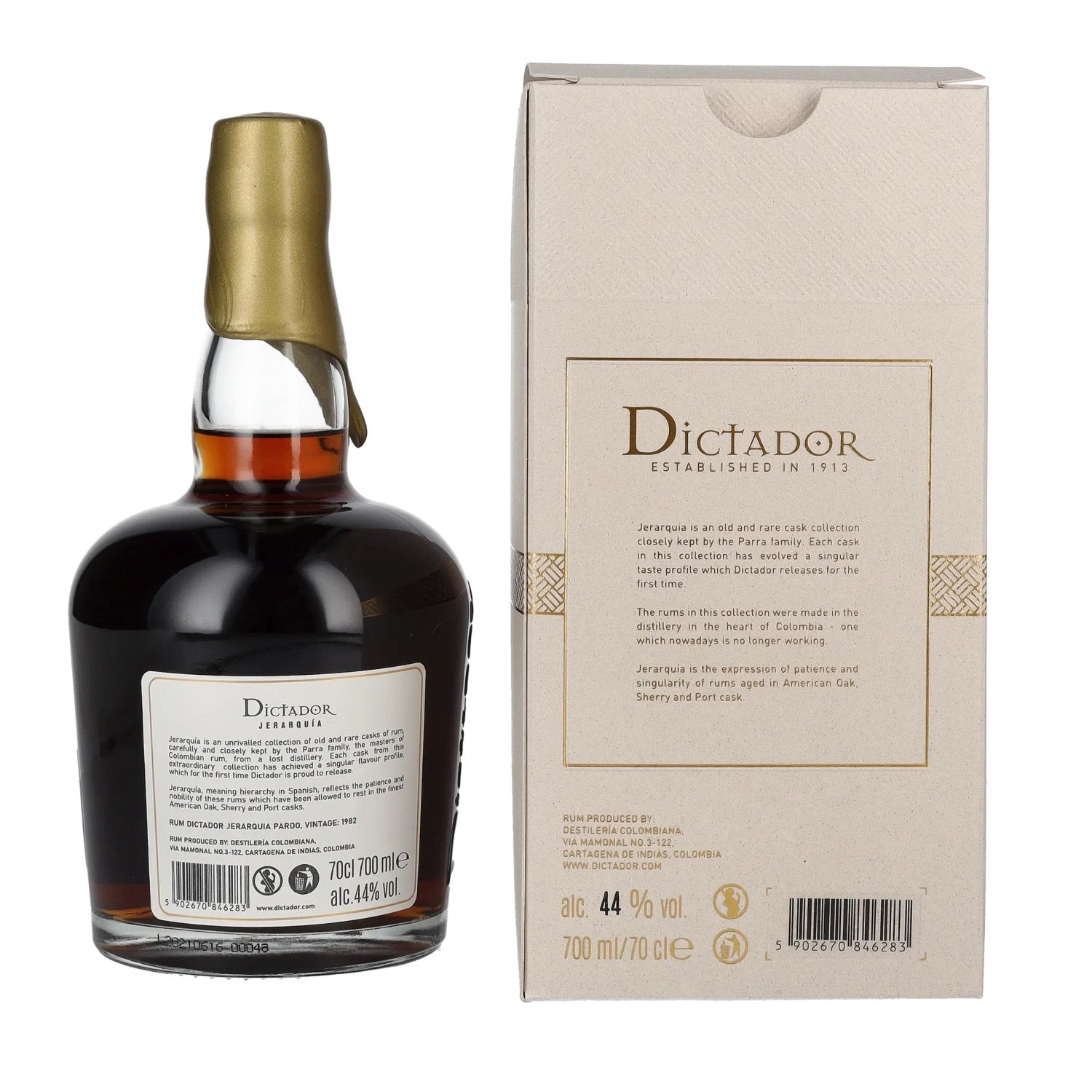 Dictador JERARQUÍA 38 Years Old PARDO Rum 1982 44% Vol. 0,7l in Geschenkbox