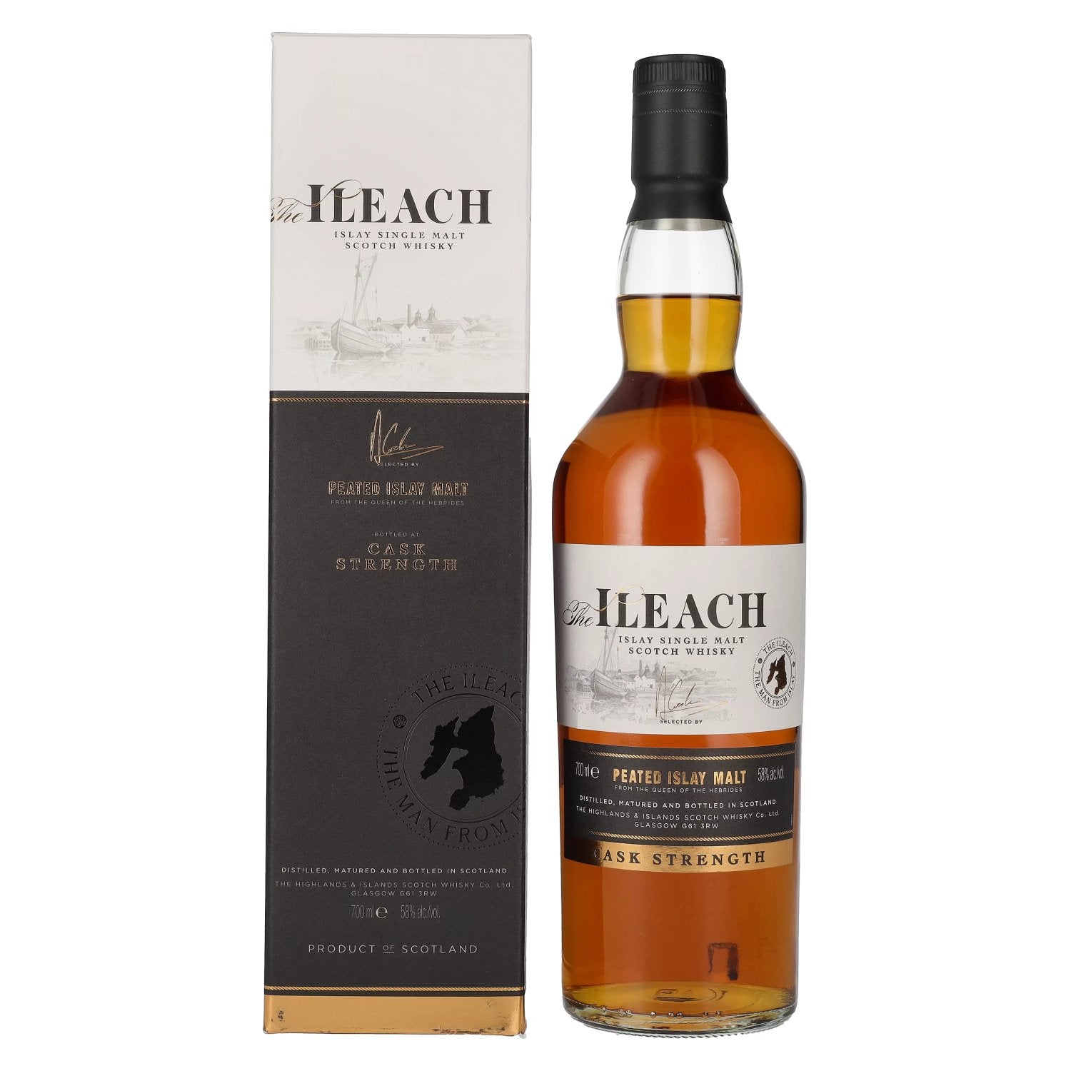 Ileach PEATED ISLAY Single Malt CASK STRENGTH 58% Vol. 0,7l in gift box