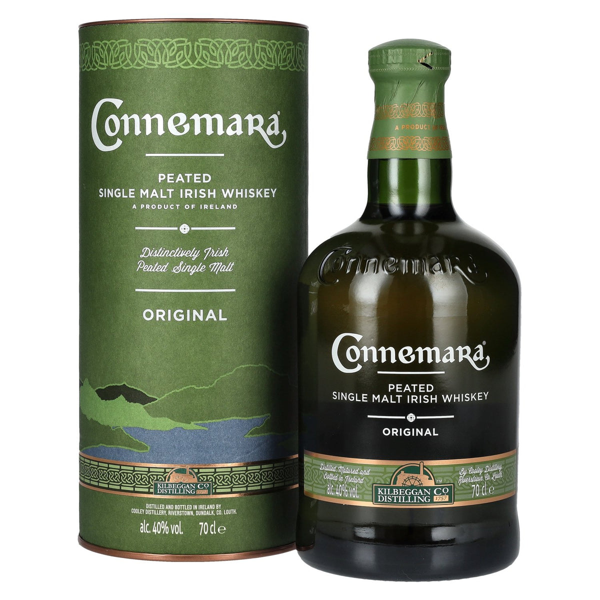 Connemara ORIGINAL Peated Single Malts Irish Whiskey 40% vol. 0,7l en boîte cadeau