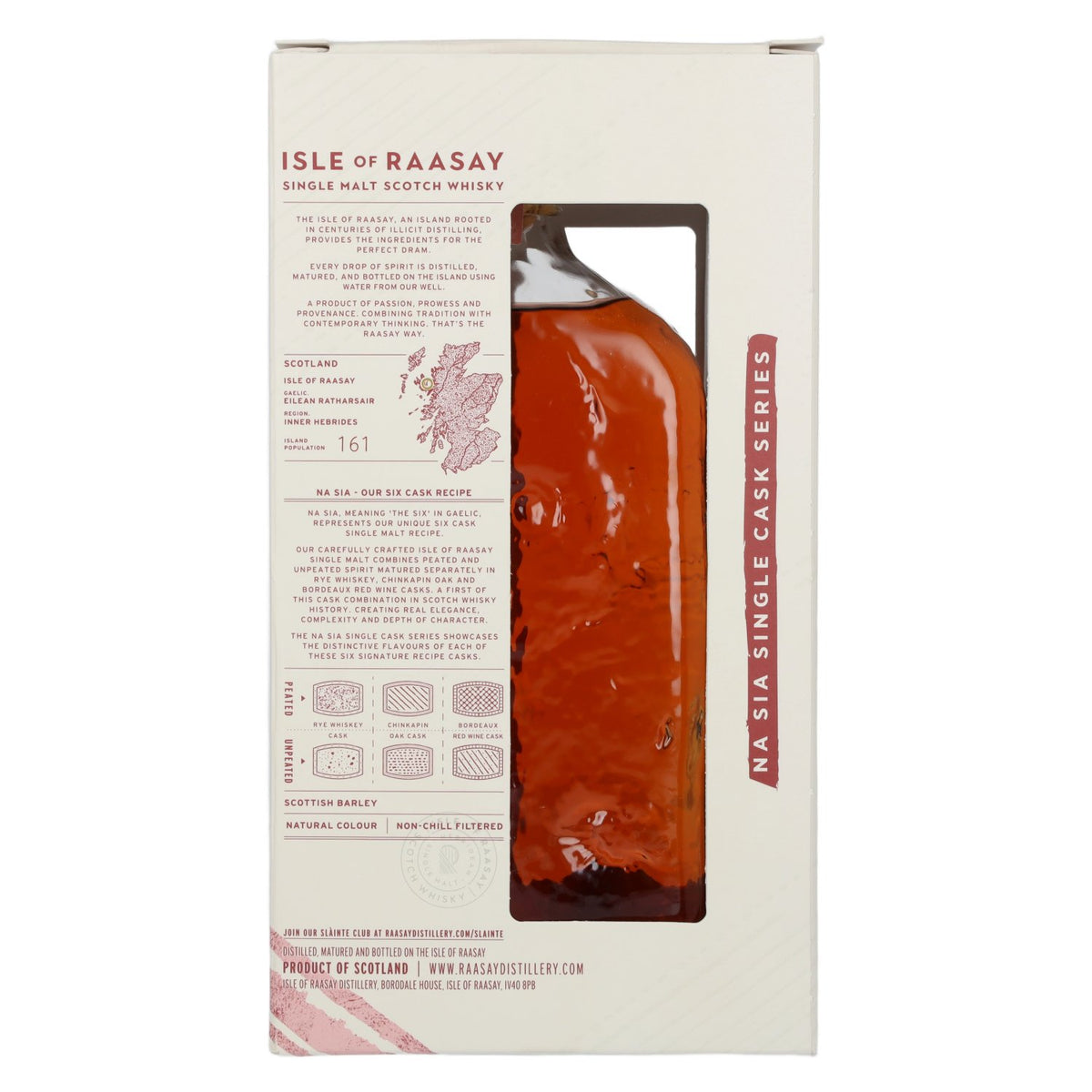 Isle of Raasay Na Sia Single Cask Series – Single malt tourbé au vin rouge de Bordeaux, 60 % vol., 0,7 l, dans un coffret cadeau