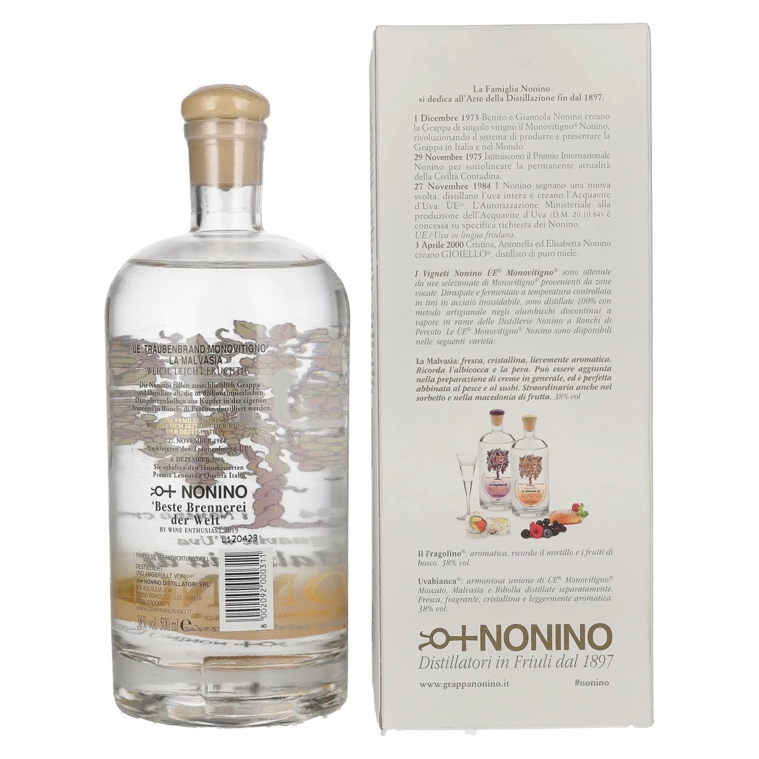 Nonino Grappa ÙE Monovitigno la Malvasia 38% vol. 0,5l en boîte cadeau