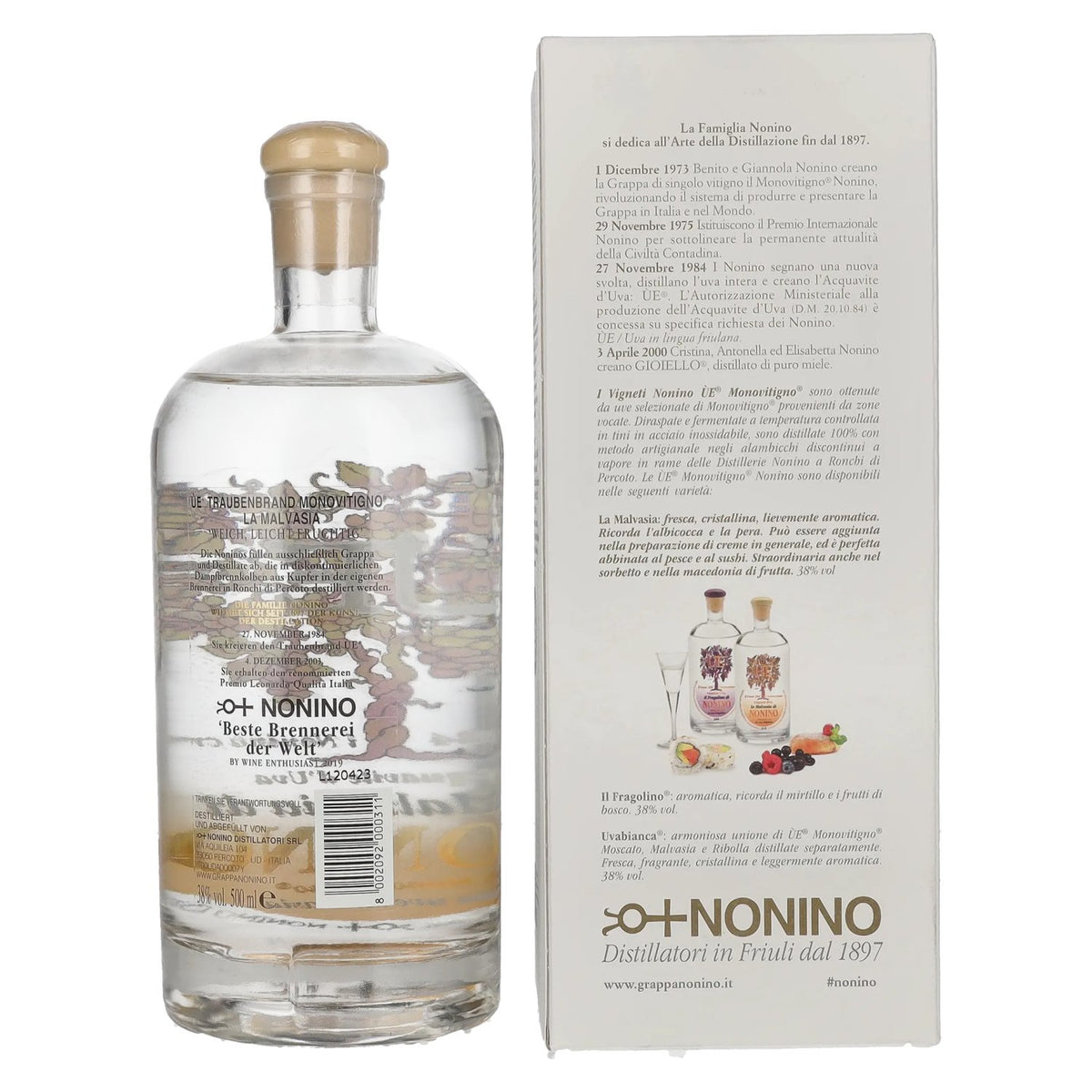 Nonino Grappa ÙE Monovitigno la Malvasia 38% Vol. 0,5l in Geschenkbox