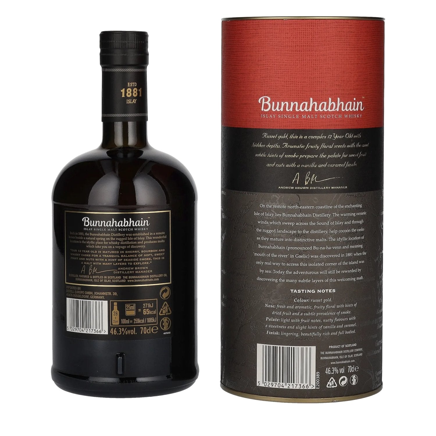 Bunnahabhain 12 Years Old Islay Single Malt Scotch Whisky 46,3% Vol. 0,7l en boîte cadeau