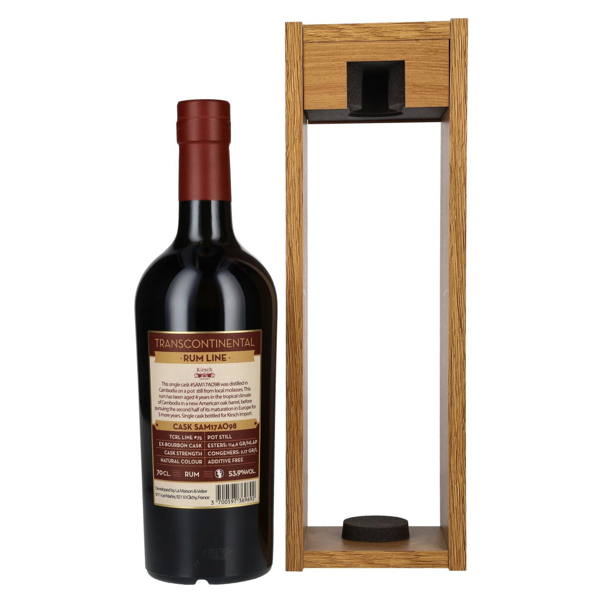 Transcontinental Rum Line CAMBODIA Single Cask Rum 2017 53,9% Vol. 0,7l in wooden box