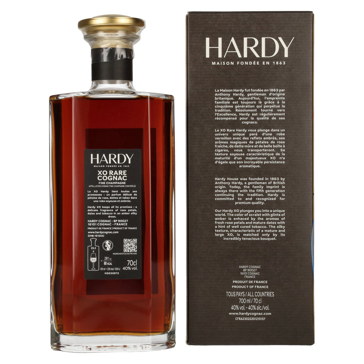 Hardy XO RARE Fine Champagne Cognac 40% Vol. 0,7l in gift box