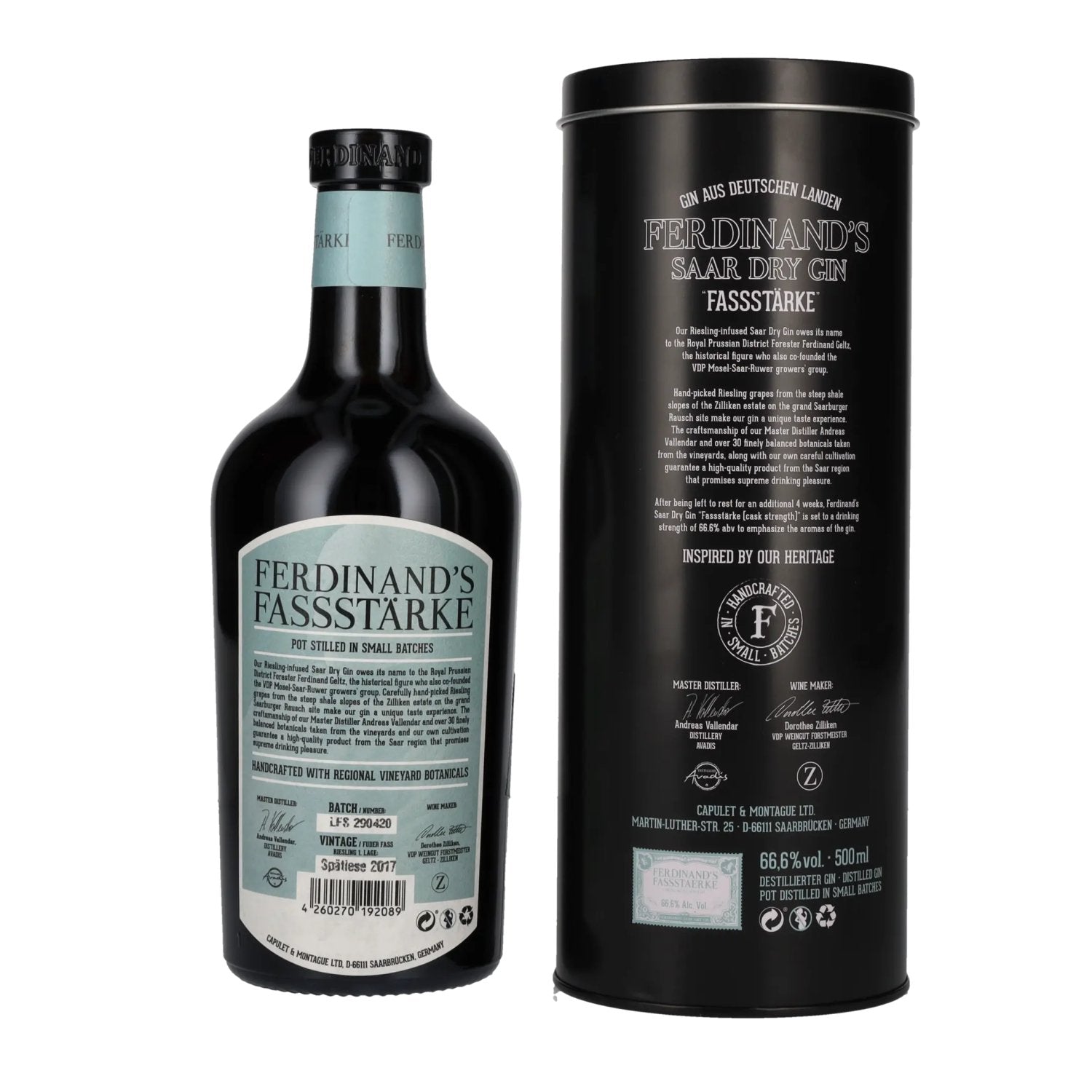 Ferdinand's Saar Dry Gin Cask Strength 66,6% Vol. 0,5l in Tinbox