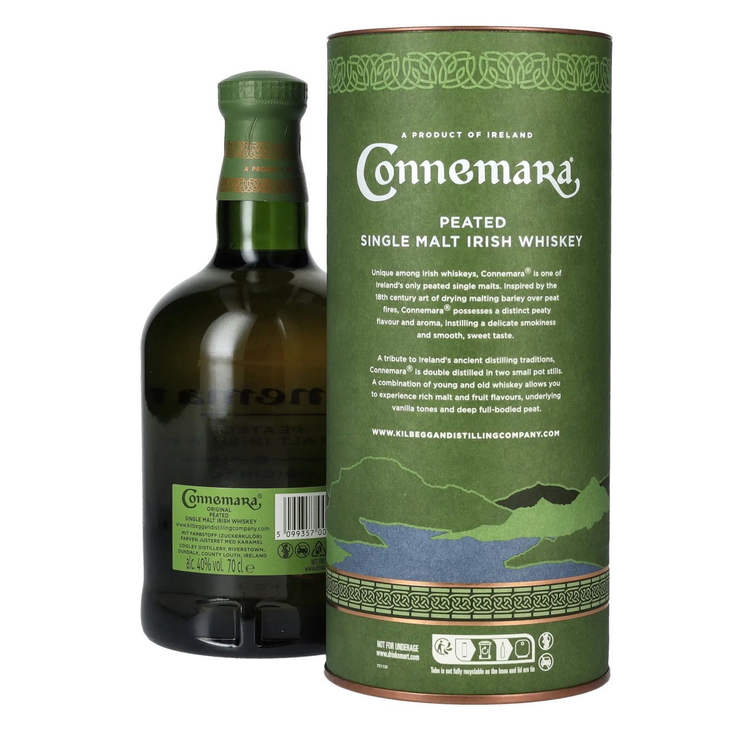 Connemara ORIGINAL Peated Single Malts Irish Whiskey 40% vol. 0,7l en boîte cadeau