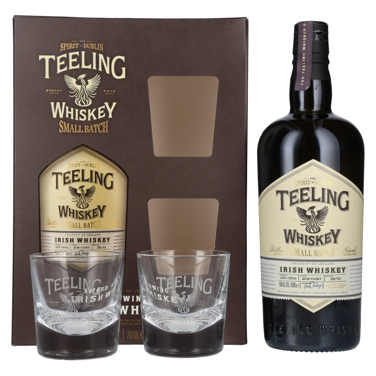 Teeling Whiskey SMALL BATCH Irish Whiskey Rum Cask 46% vol. 0.7l in a gift box with 2 glasses