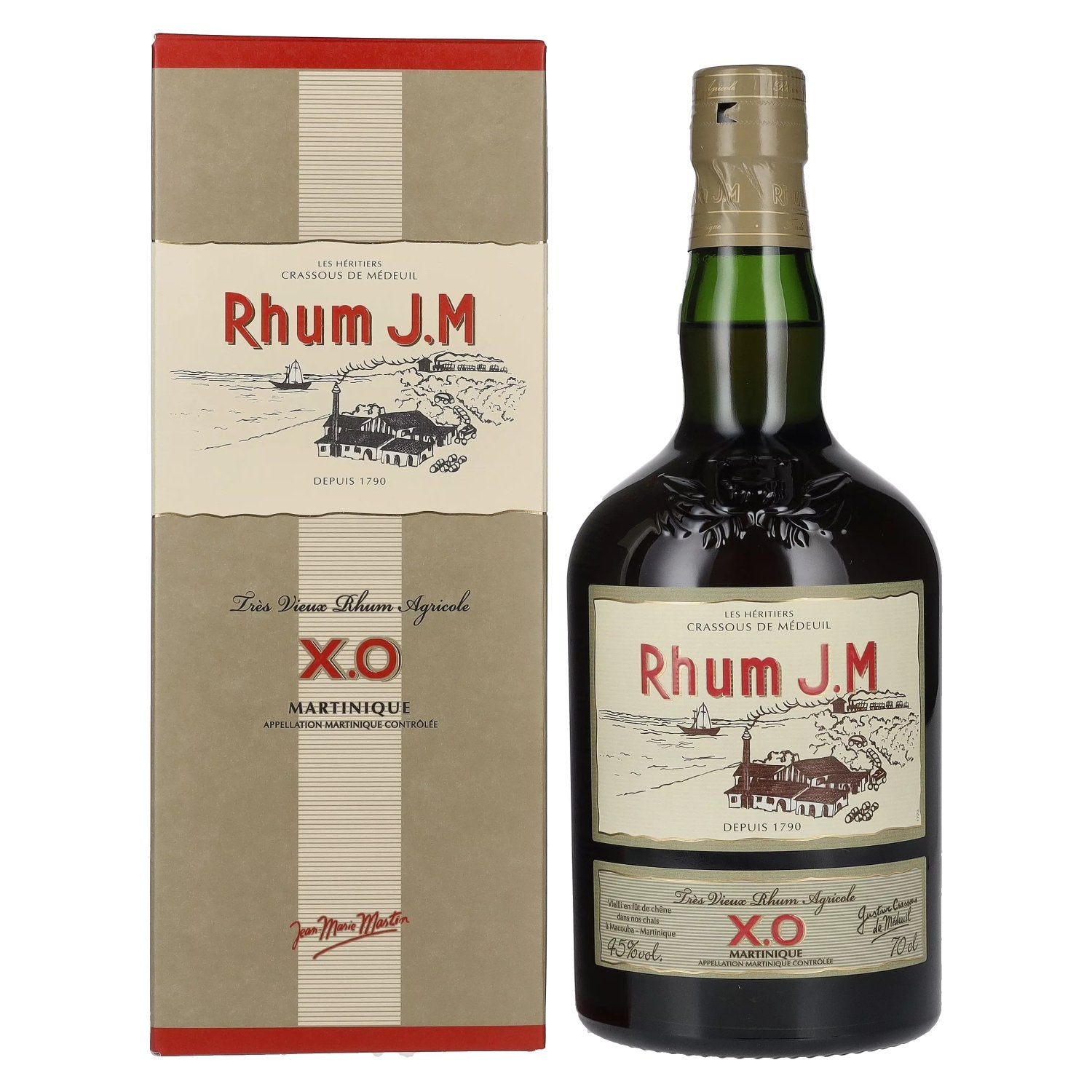 Rhum J.M Très Vieux Rhum Agricole X.O 45% Vol. 0,7l in Geschenkbox