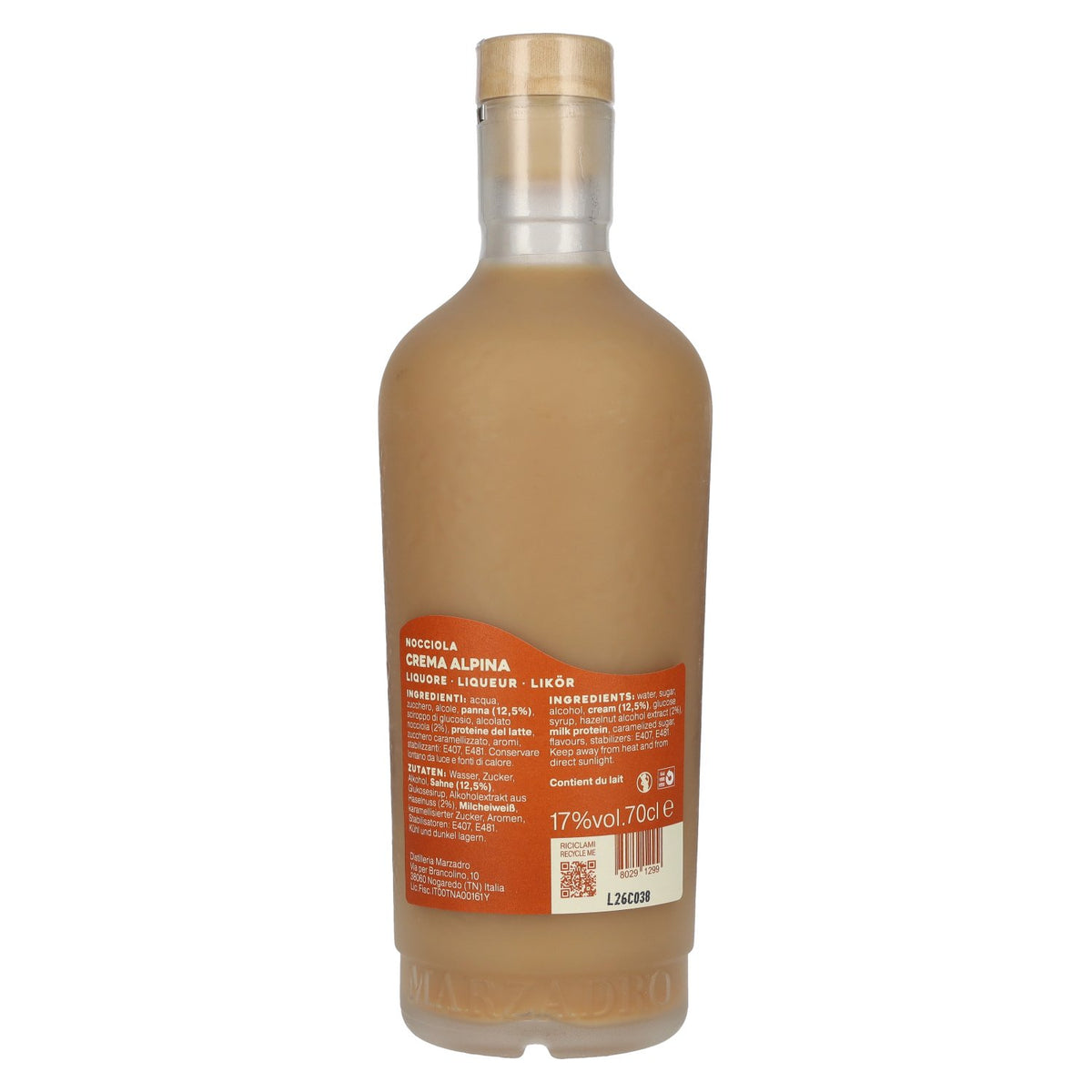 Marzadro Crema Alpina Nocciola Liquore 17% Vol. 0,7l