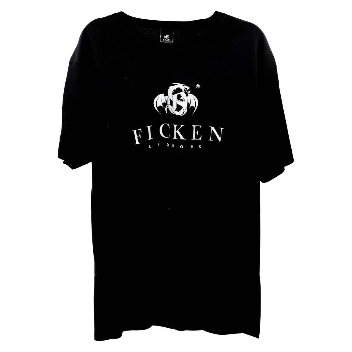 Ficken Liquors T-shirt, men’s size L, black