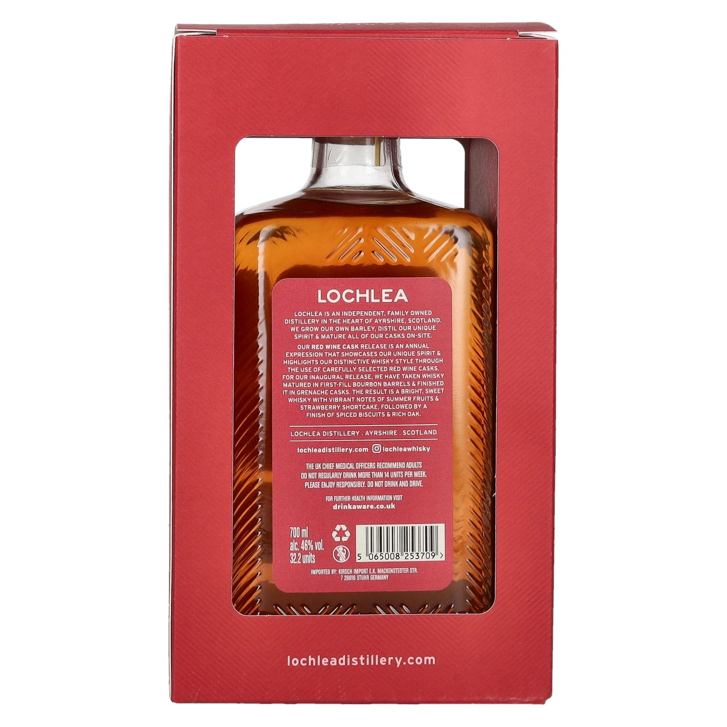 Lochlea RED WINE CASK Single Estate Single Malt Scotch Whisky Release 2025 46% Vol. 0,7l en boîte cadeau