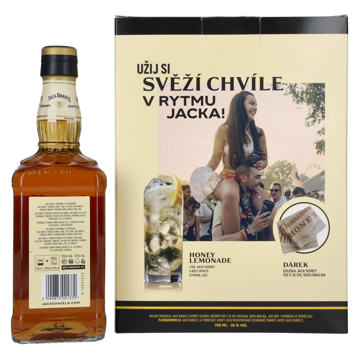 Jack Daniel's Tennessee HONEY 35% vol. 0,7l en boîte cadeau avec serviette
