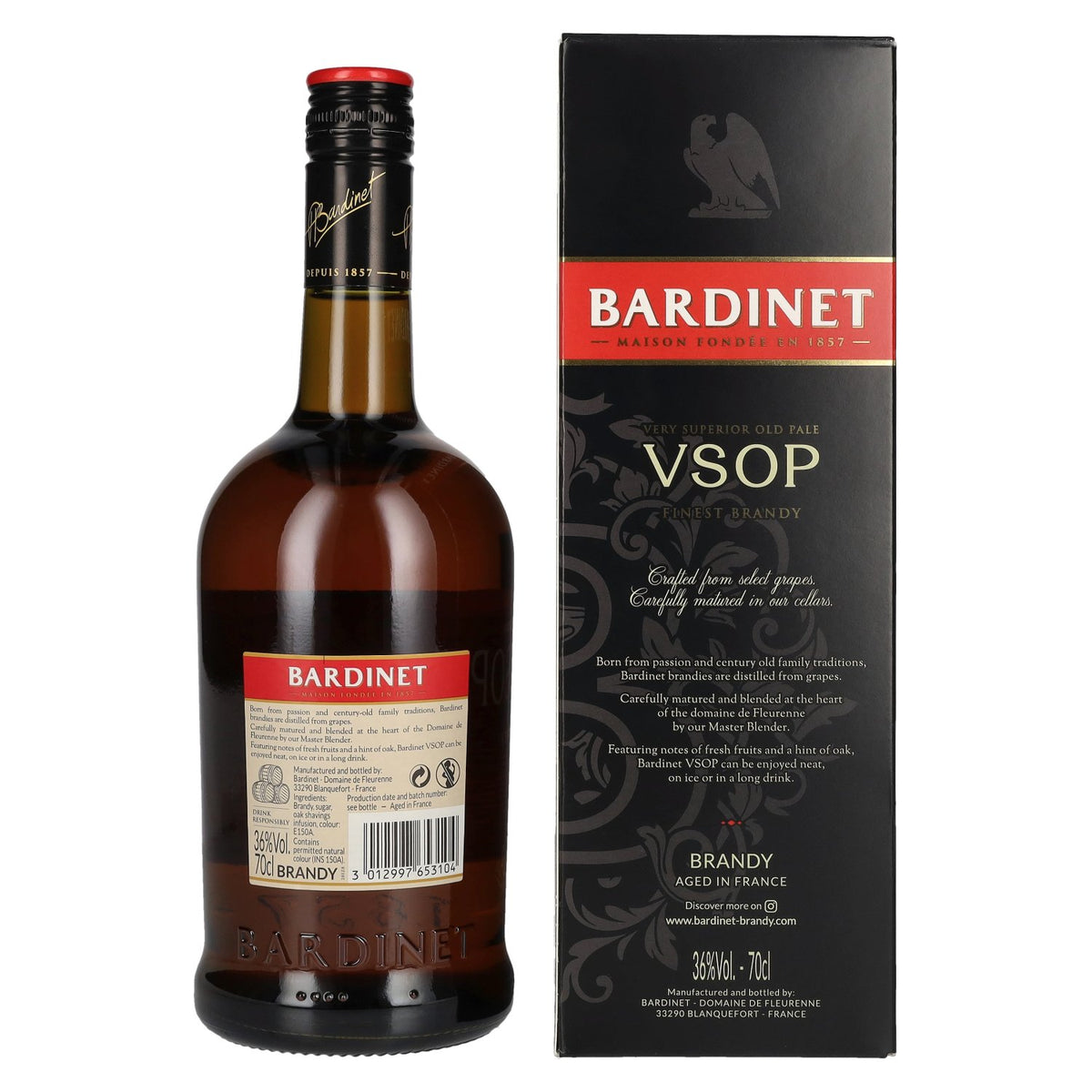 Bardinet VSOP Finest Brandy 36 % vol., 0,7 l, dans un coffret cadeau