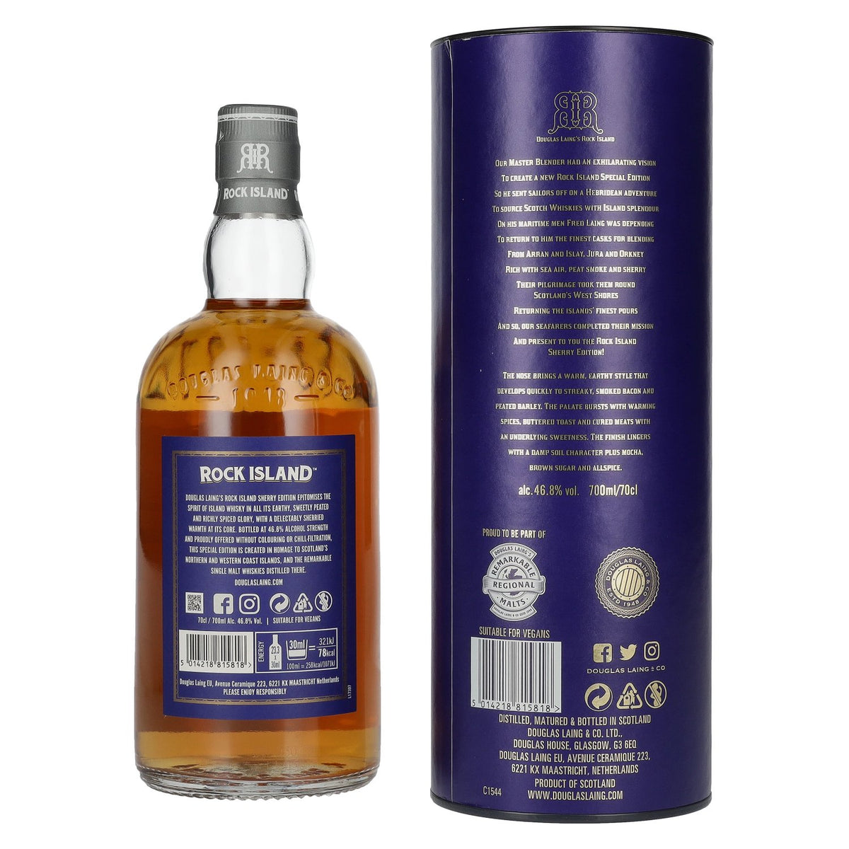 Douglas Laing ROCK ISLAND Sherry Edition Small Batch Blended Malt 46,8% Vol. 0,7l in gift box
