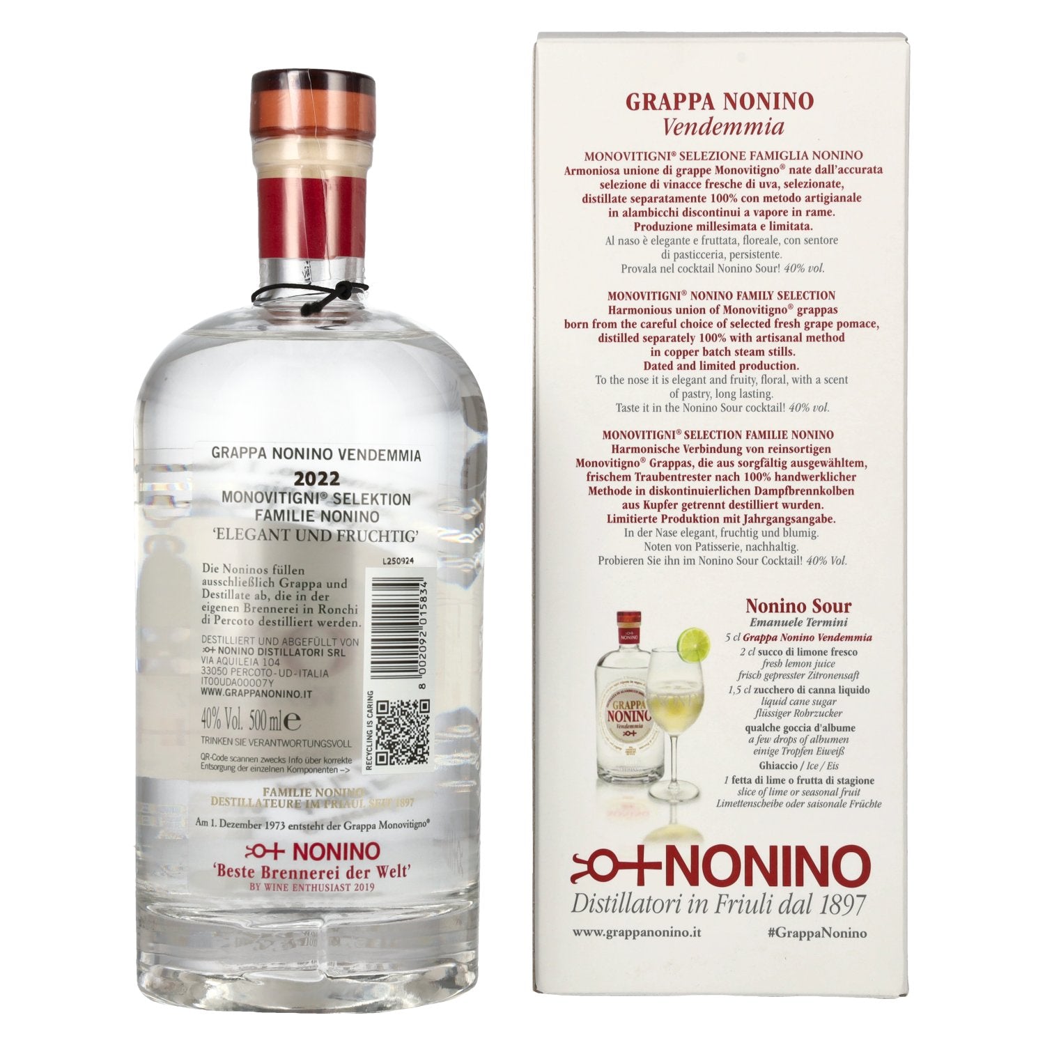 Nonino Grappa Monovitigni Vendemmia 40% Vol. 0,5l in Geschenkbox