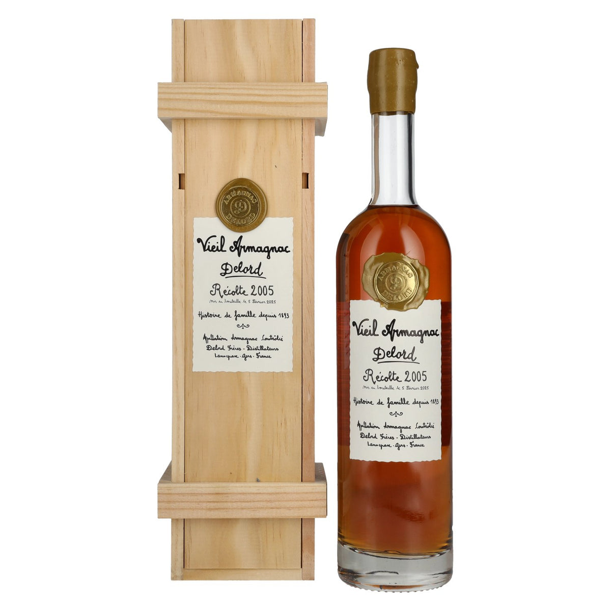 Vieil Armagnac Delord Vintage Récolte 2005 40% Vol. 0,7l in wooden box
