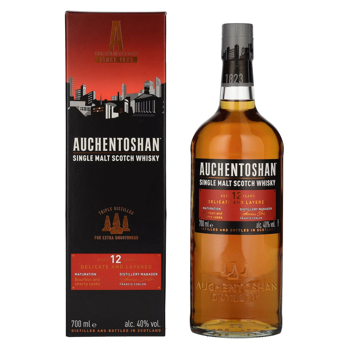 Auchentoshan 12 Years Old Single Malt Scotch Whisky 40% Vol. 0,7l in Geschenkbox