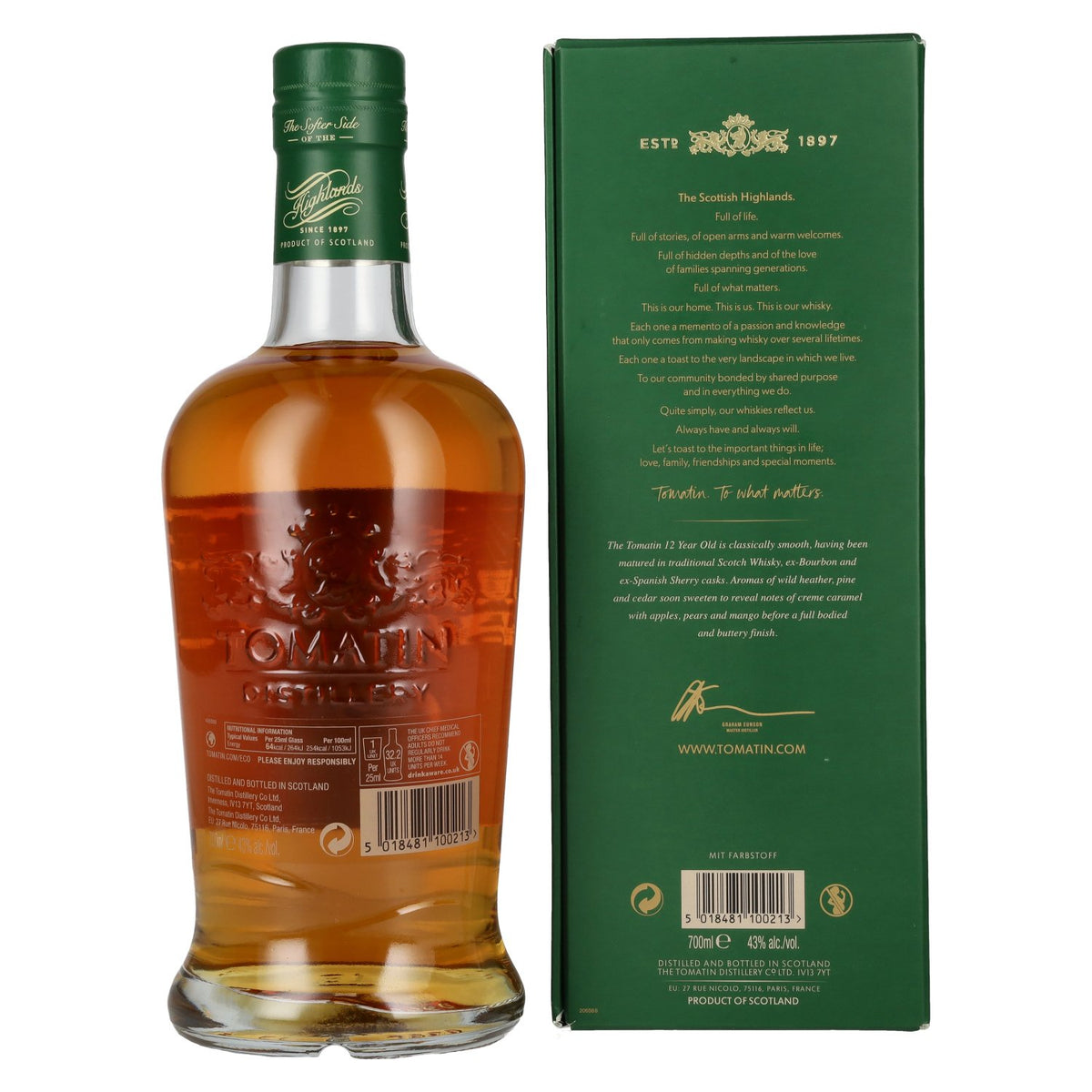 Tomatin 12 Years Old BOURBON & SHERRY CASKS 43% Vol. 0,7l in Geschenkbox
