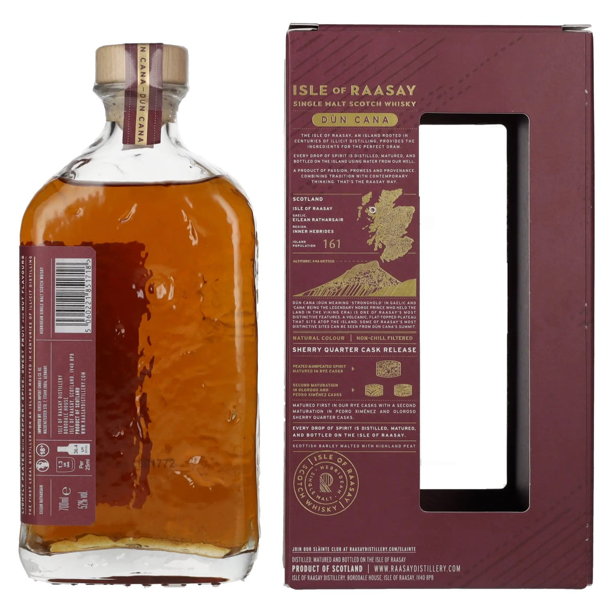 Isle of RAASAY Dùn Cana First Edition Sherry Quarter Cask Single Malt Limited Release 52% Vol. 0,7l en coffret cadeau