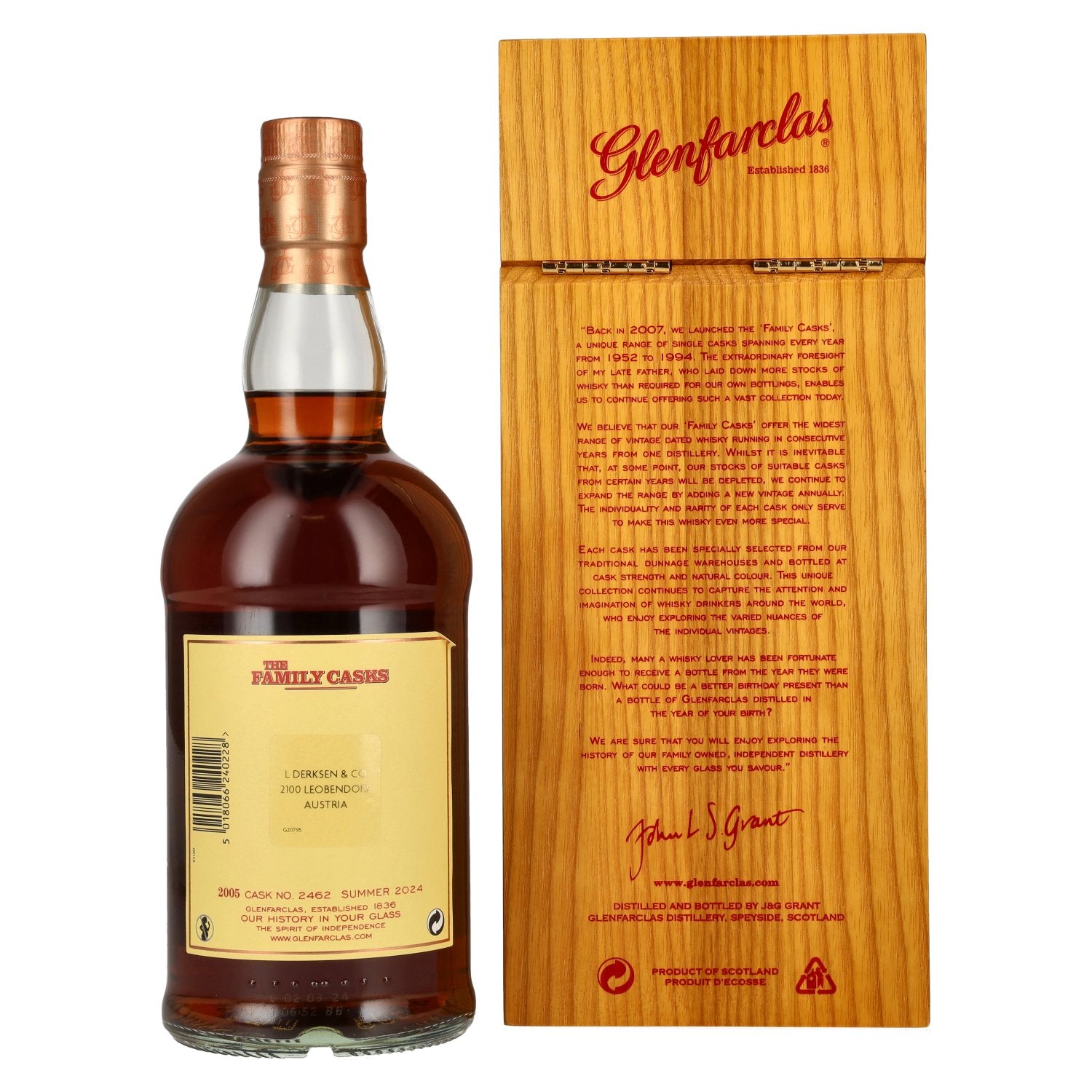 Glenfarclas THE FAMILY CASKS Single Cask SUMMER 2024 Sherry Butt #2462 2005 59,3% vol. 0,7l en caisse bois